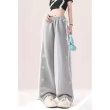 Y2K Grey Lace Baggy Pants – Harajuku Vintage Wide-Leg Sweatpants
