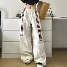 Women’s Streetwear Joggers – Baggy Cargo Sweatpants, Wide Leg Fit