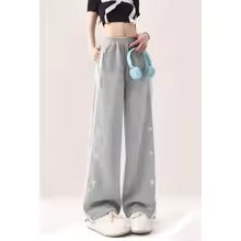 Y2K Grey Lace Baggy Pants – Harajuku Vintage Wide-Leg Sweatpants