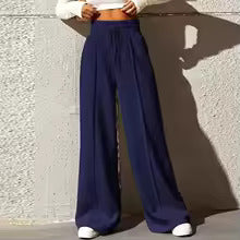 High Waisted Wide Leg Lounge Pants for Women – Solid Color Yoga Sweatpants"